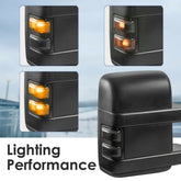 Black Power Heated Tow Mirrors For 1999-2007 Ford F250 F350 F450 F550 w/ Smoke Turn Signal